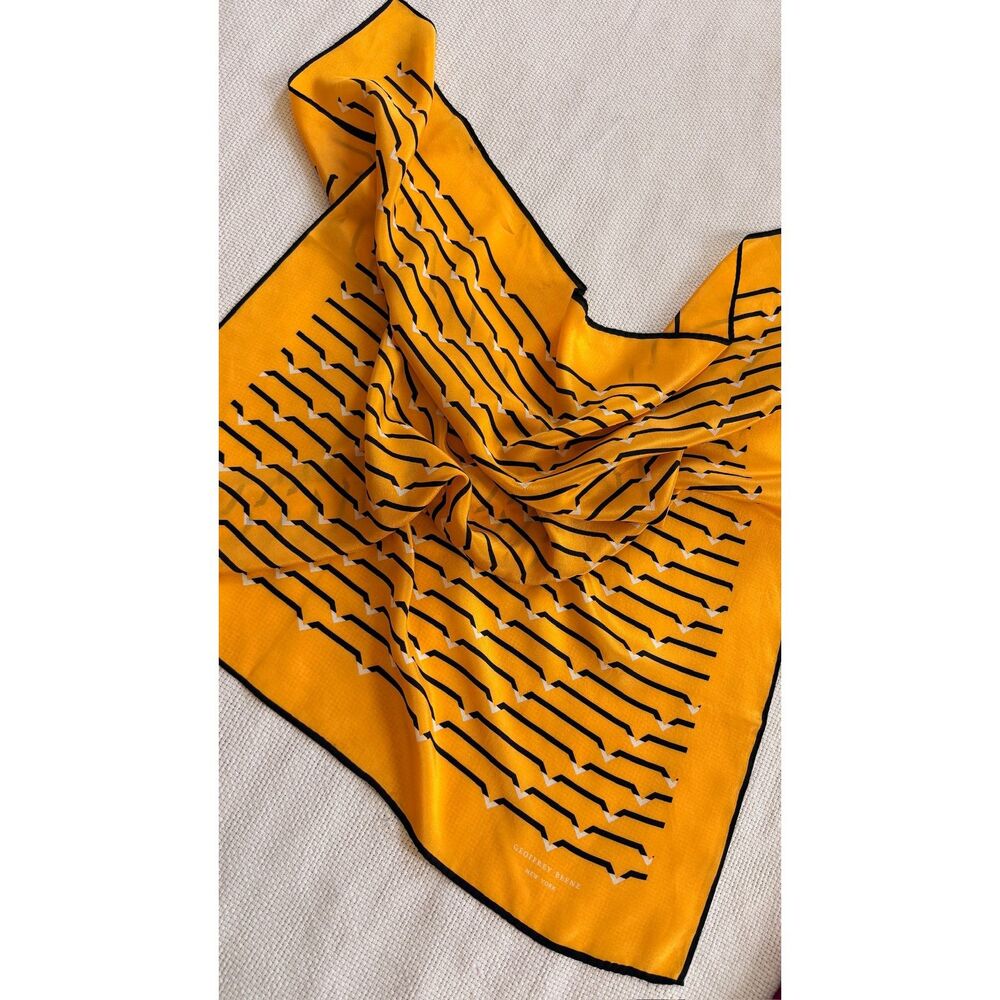 Vintage Geoffrey Beene New York 100% Silk Scarf Geometric Art Deco Pattern 31"
